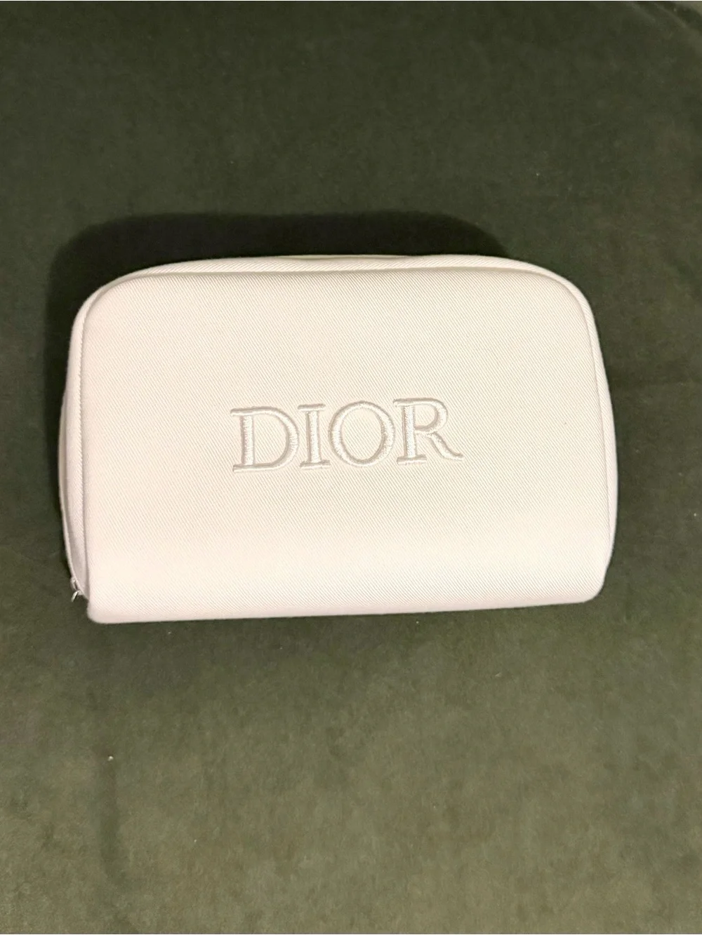 🤍Dior Off White Embossed Makeup Pouch🩶